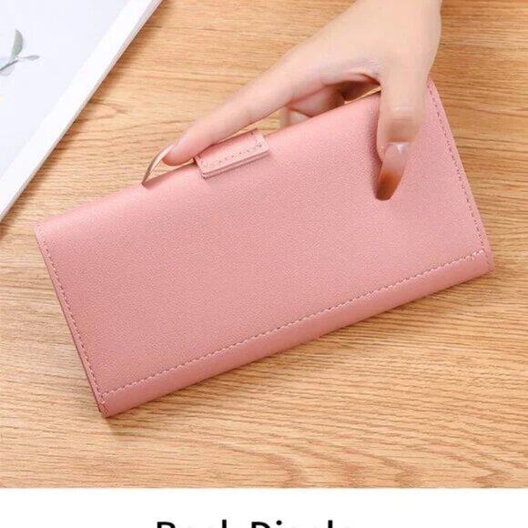 $10 ADD ON ITEM- Pink Leather Clutch Trifold Long Wallet Card Holder Coin Purse - Picture 8 of 10
